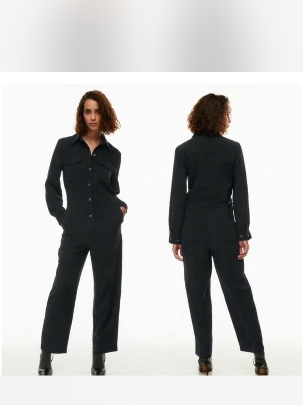 Aritzia Black Long-Sleeve Midi Utility Jumpsuit